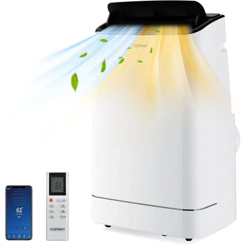 

Портативный кондиционер COSTWAY 15000 BTU с подогревом, блок переменного тока 4-в-1 с автоматическим поворотом для помещений до 800 кв.