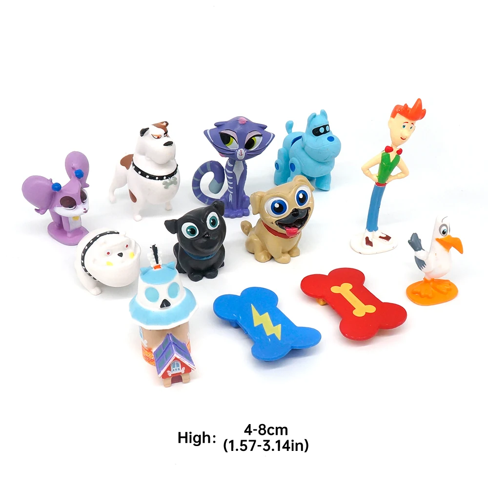 12pcs/set 4-8cm Cute Puppy Friends Model for Puppet Dog Pals Cake Decorations Kids Toys PVC Action Figures Model Christmas Toys