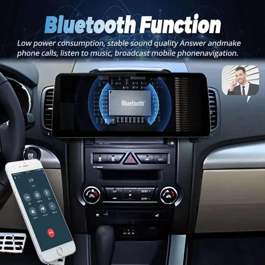 12.3inch Carplay Head Unit Car GPS Navigation Video Player Radio Stereo For KIA Sorento 2009 -2012  2Din Android 14  Wide Screen