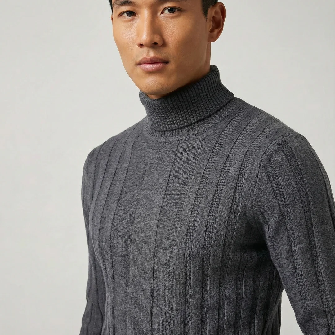 

Men's Casual Turtle Neck Sweater, Solid Color Autumn Pullover Man, Comfortable Mans Knitwear