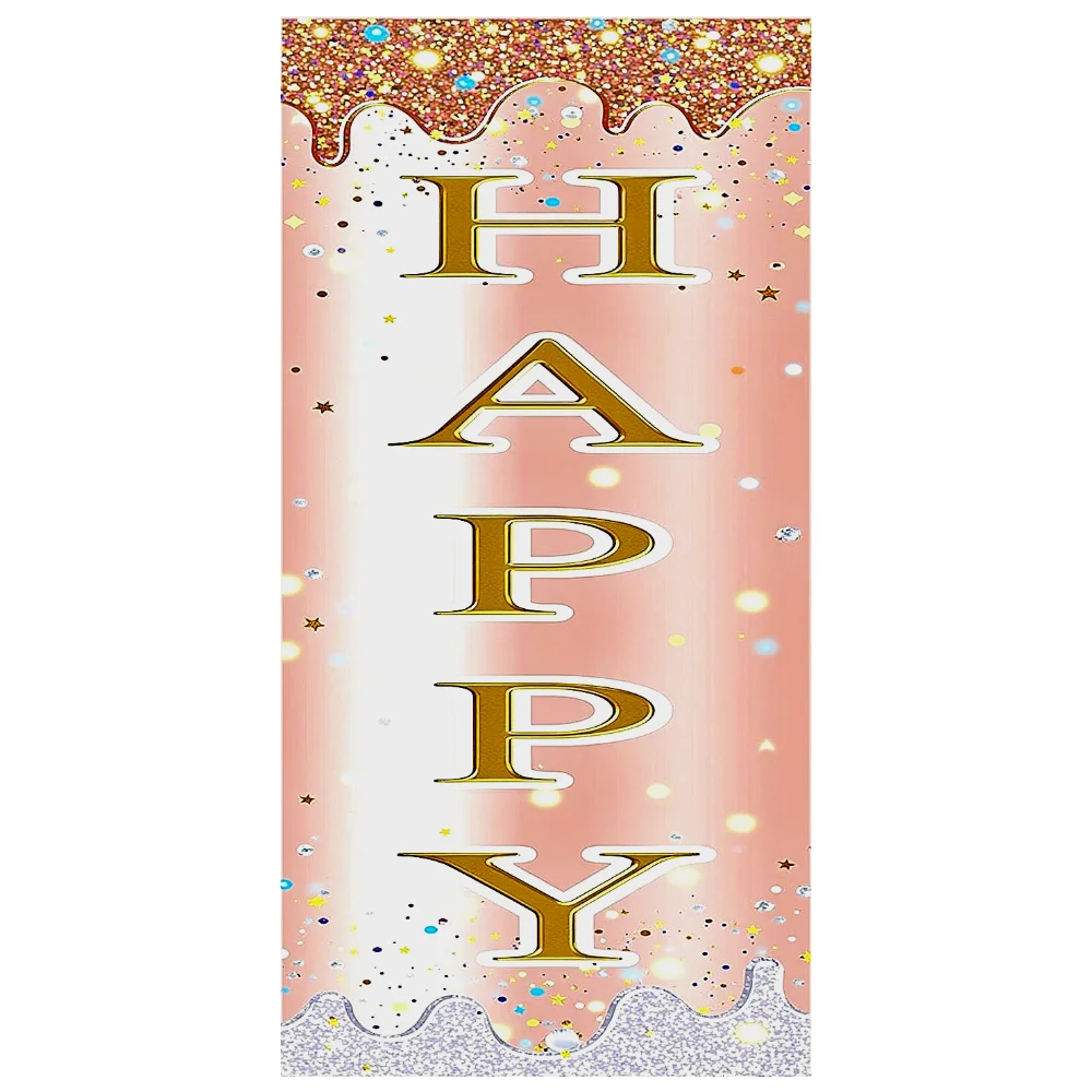 Decorazione di compleanno Banner di celebrazione dal design colorato Banner in materiale poliestere Banner di compleanno glitterato per le vacanze