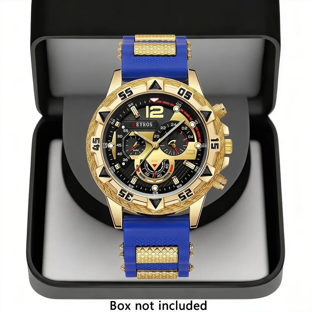Men Quartz Watch Silicone Strap Round Dial Business Casual Gift