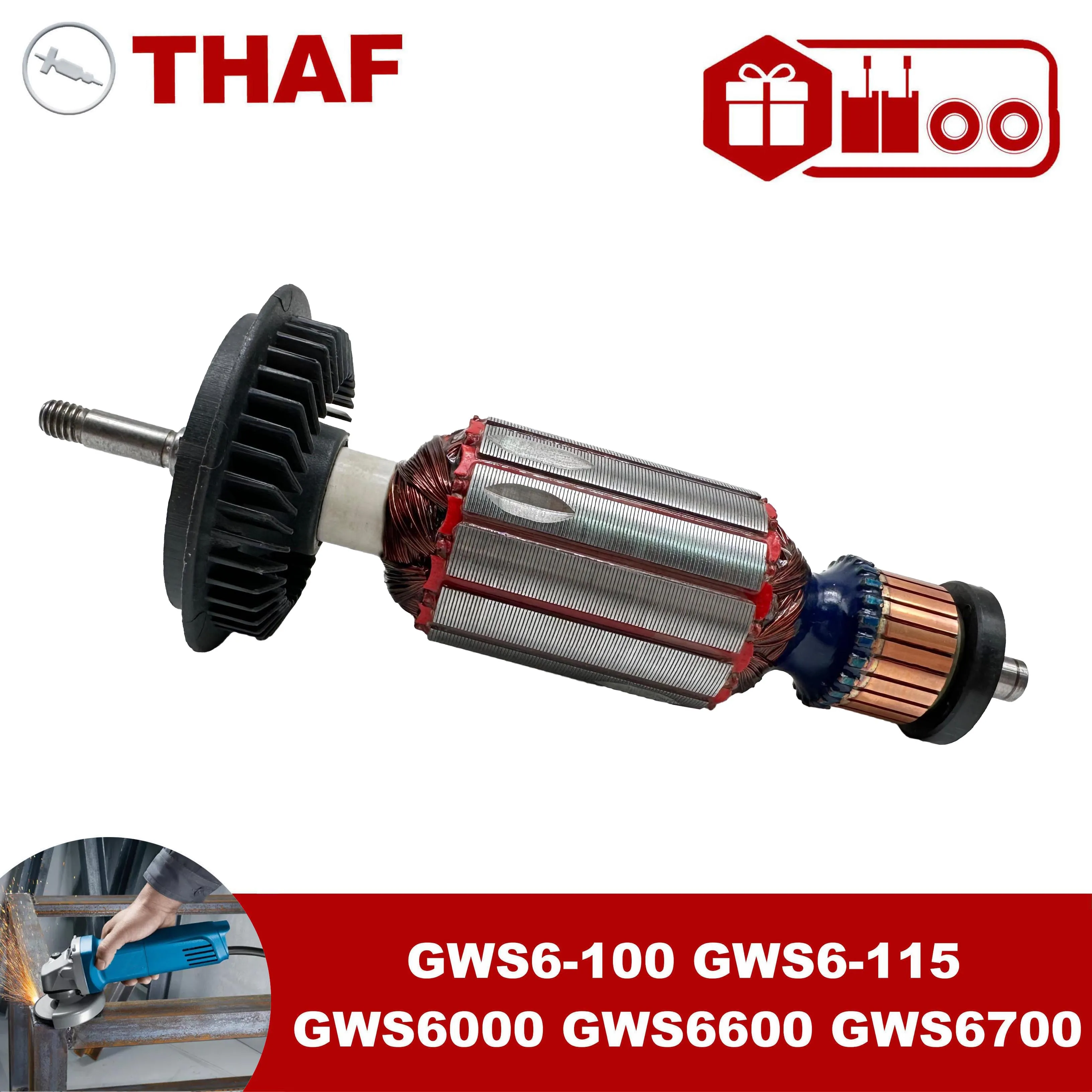 

AC220V-240V Armature Rotor Anchor Stator Replacement of BOSCH Angle Grinder GWS6-100 GWS6-115 GWS6-125 GWS6000 GWS6600 GWS6700