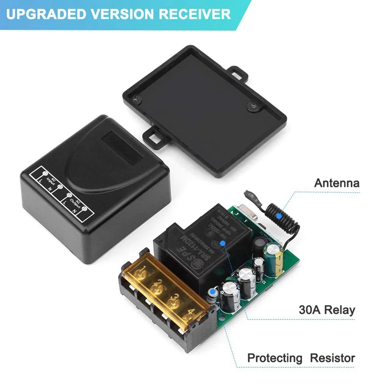 Drahtlose Fernbedienung RF Schalter 220V 30A Relais Empfänger + Sender Set Für Tor Tür Licht Steuerung Pumpe motor