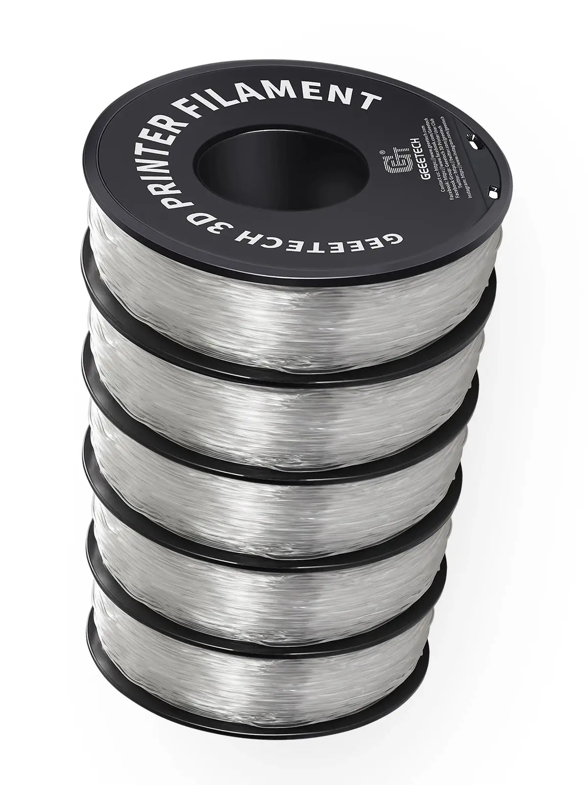 Filament TPU transparent GEEETECH 5 kg, matériau hautement élastique et flexible, compatible avec la plupart des imprimantes 3D, diamètre 1,75 mm