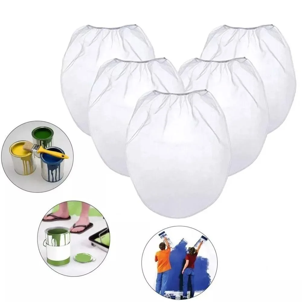 

5Pcs Convenient Top Opening Paint Strainer Bags Fine Mesh Dacron Paint Screen Net Home Decoration White Filter Bag