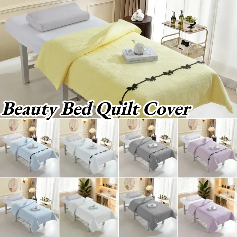 1pcs Summer Breathable Puff Yarn Beauty Bed Quilt Cover Bow Decor Massage Bed Cover Spa Salon Single Duvet Cover Thin Coverlet