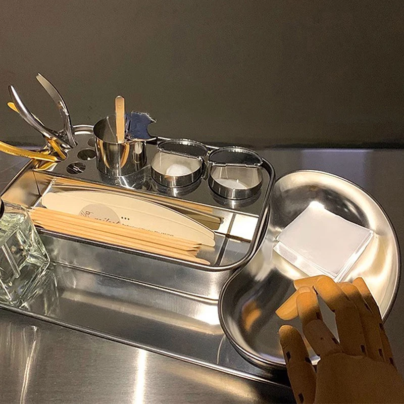Profissional salão de beleza conjunto armazenamento aço inoxidável bandeja desktop ferramenta limpeza desinfecção organizador