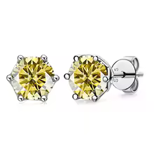 Luxury Diamond Stud Earrings 1CT VVS Moissanite Fine S925 - Lemon Yellow