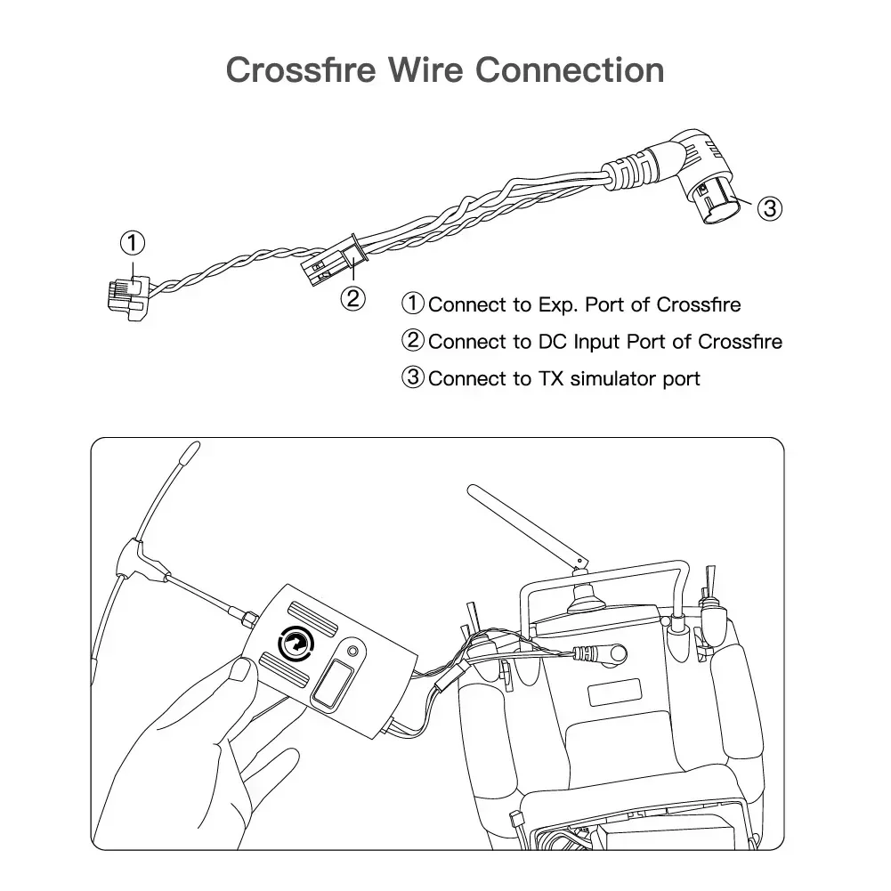 كابل توصيل Radiolink TBS Crossfire (14 سم) - نطاق ISM 915 ميجا هرتز، جهاز إرسال Fit AT9S Pro 12CH RC لطائرات السباق بدون طيار