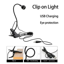LED Clip Light with Swtich,USB LED Light For Reading Study Book Lights lampara de escritiorio Table Lamp Desk Decor
