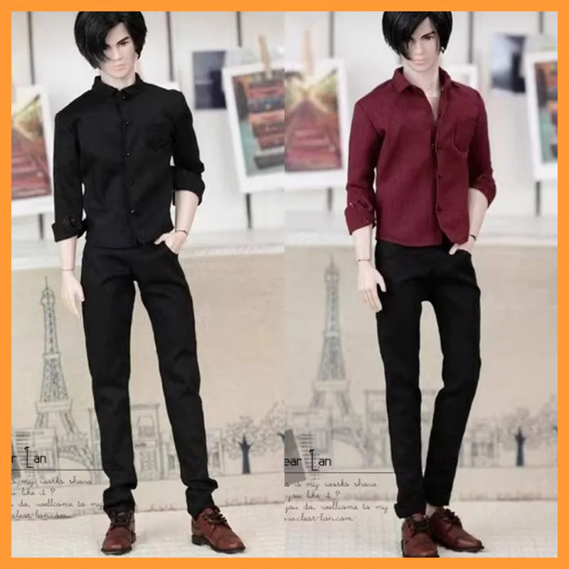 In Stock 1/6 Scale Solid Color Lapel Button Up long Sleeved Shirt Fit FR Homme OB27 Action Figure Model Toys