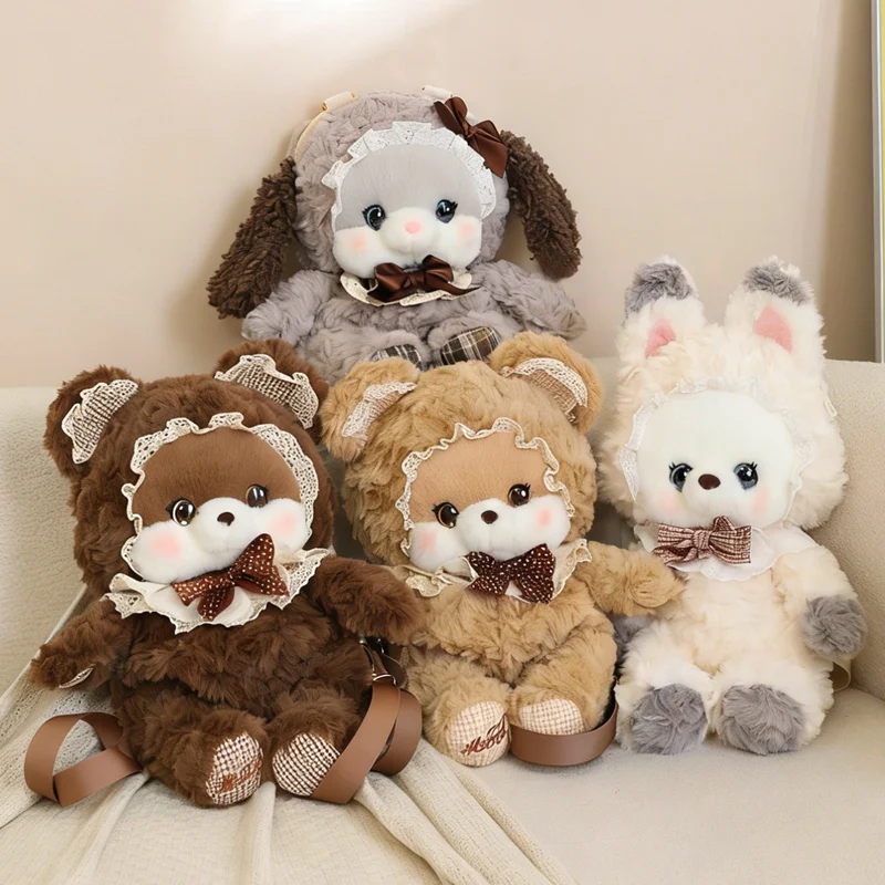 

Cute Princess Plush Backpack Bag Doll Cartoon Animal Toys Rabbit Fox Dog Bear Stuffed Animal Bag Girl Gift Xmas Birthday Gift