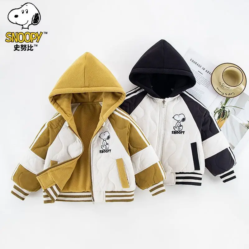 

Snoopy animation autumn and winter new style for boys fashionable versatile hooded cotton jacket thickened comfortable jacket