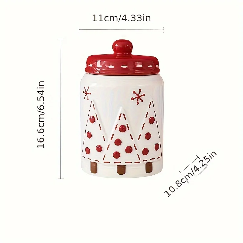 جرة بسكويت من السيراميك لعيد الميلاد الشمالي، تصميم سانتا والرنة، غطاء علوي قابل للطي، هدية العيد وتخزين الوجبات الخفيفة. غسل اليد فقط.