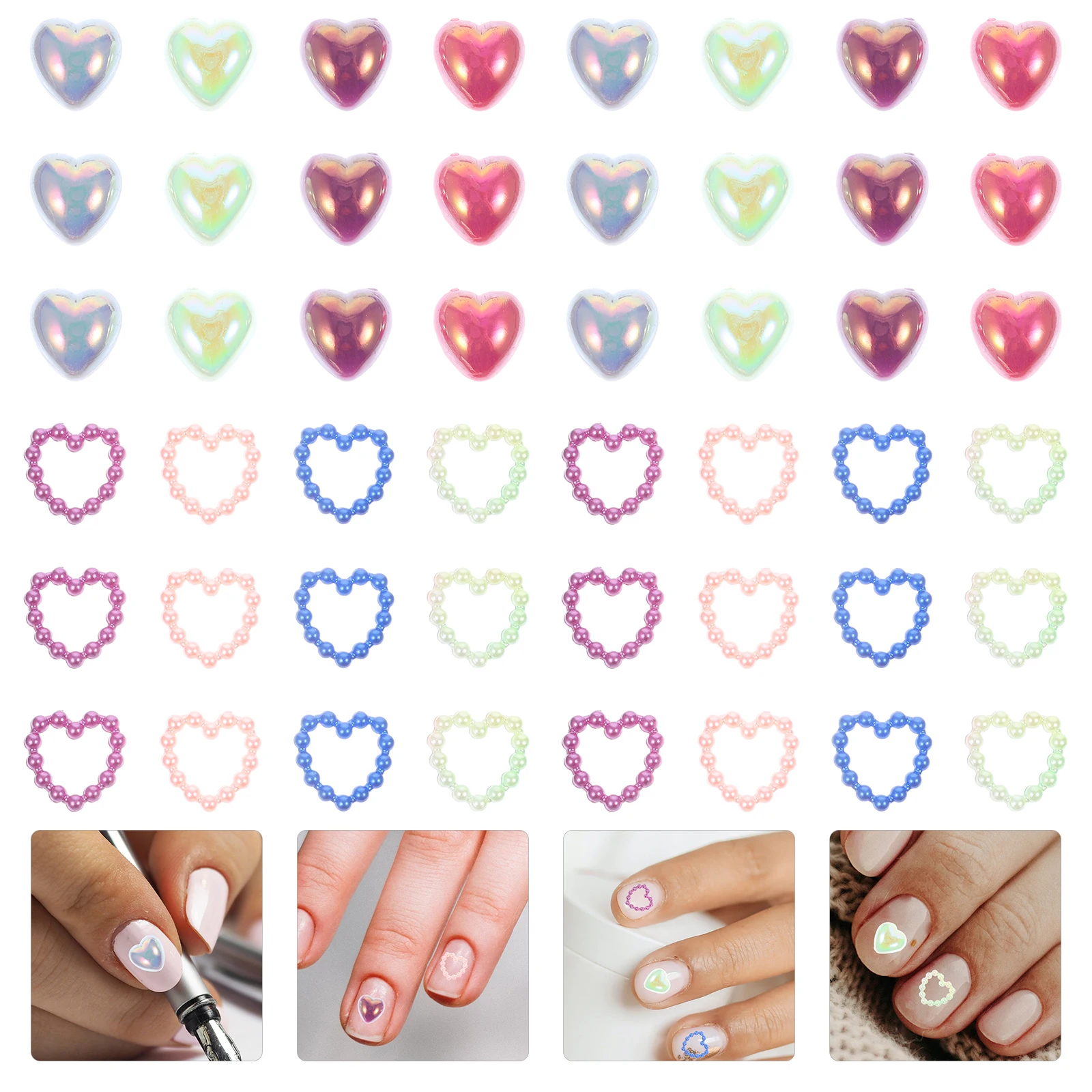 

1 Pack Charms Flat Back Embellishments Loose Beads Diy Craft Decorations Heart Shaped Pearl Heart Charms Small Pearl
