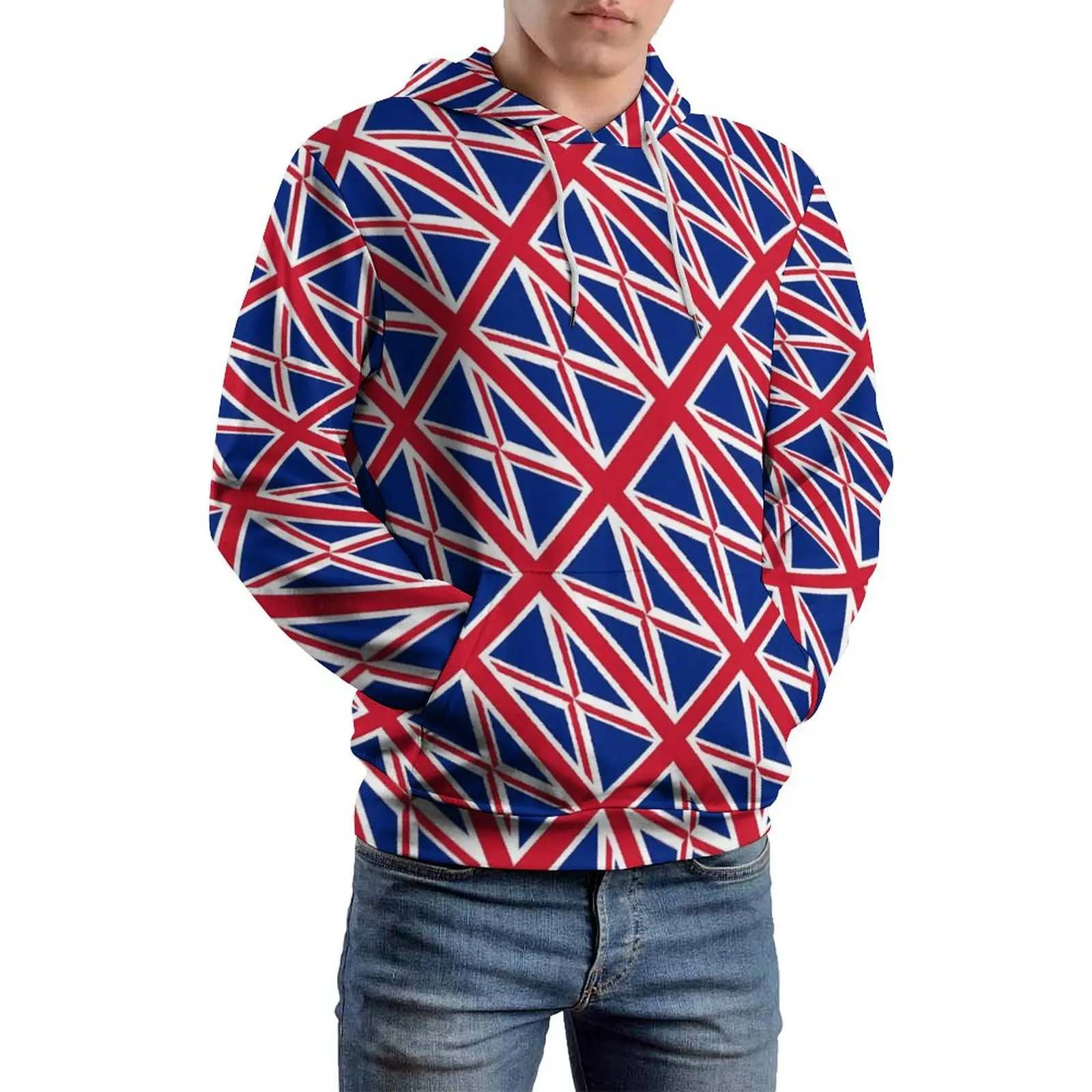 British Flag Loose Hoodies United Kingdom Flag Hip Hop Pullover Hoodie Men Long-Sleeve Oversized Korean Fashion Custom Clothing