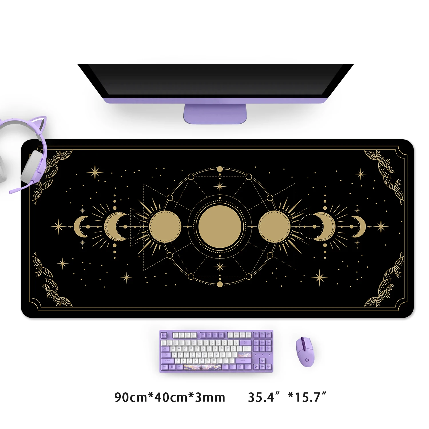 Lớn Kawaii Tím Miếng Lót Chuột Chơi Game Pha Mặt Trăng Magic Celestia XXL Bàn Thảm Không Thấm Nước Bọc Chống Trượt Bàn Để Laptop Phụ Kiện