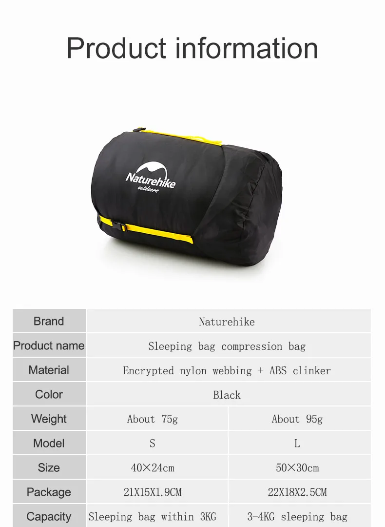 Naturehike Camping-Schlafsack, ultraleicht, faltbar, wasserdicht, Kompressionssäcke, 4-Jahreszeiten-Sack für Outdoor-Wandern, Kompressionssachen – Detail 4