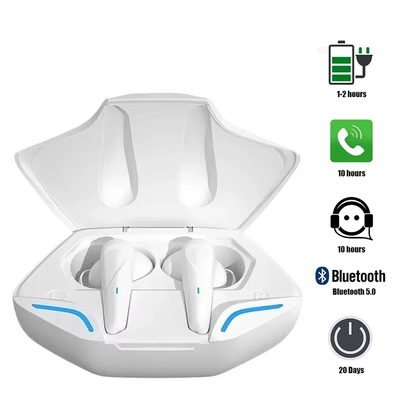 Bluetooth Headset Wireless Earbuds With Microphone Stereo Bass Clear Voice Call Control For Smartphone Mobile Phone Game Play