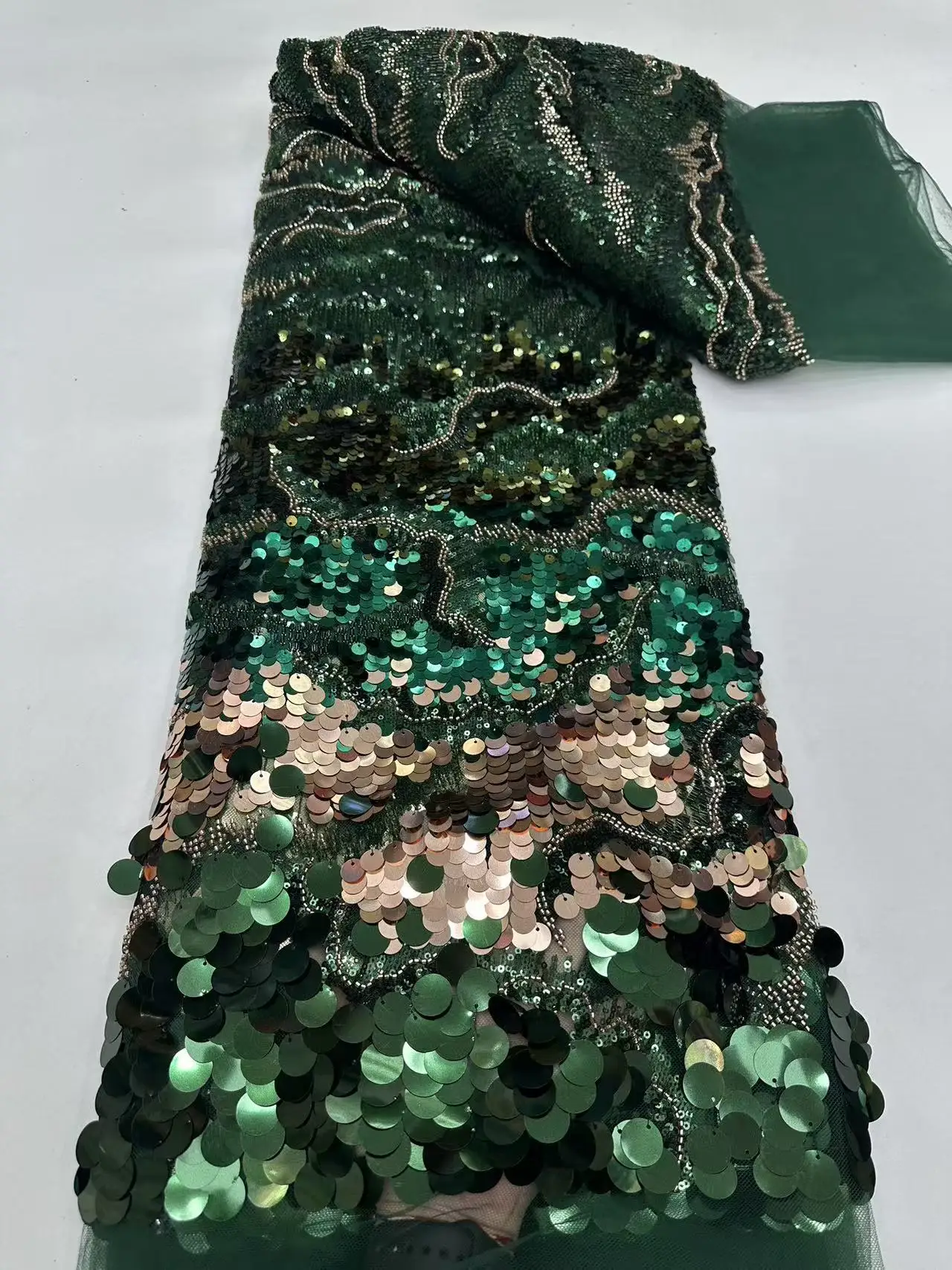 Luxury African High-Quality Lace Fabric French Net Sequin Embroidered Tulle for Sewing Nigerian Fabric Latest Legal DesignM743-1