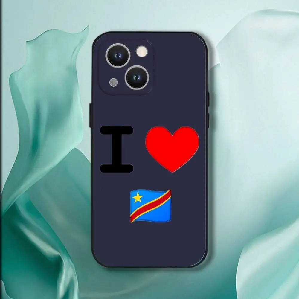 حافظة هاتف بعلم الكونغو الديمقراطي لهاتف آيفون 17,16,15,14,13,12,11,Pro,XS,Max,XR,Plus,E,SE4,غطاء ناعم أسود صغير #6