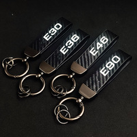 Luxury Women Men Key Chain Carbon Leather Car Keychain For E90 E46 E87 E30 E60 E39 Keychain With Logo Keychain Accessories