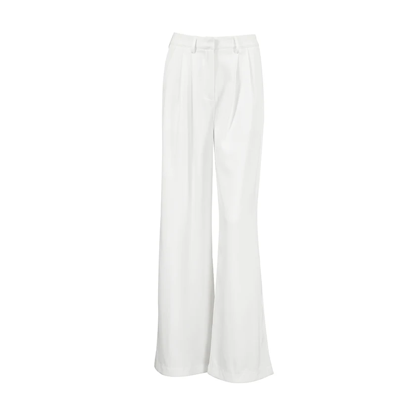 

Linad Street Chic High Waist White Long Pants Summer Loose Pleated Trousers Casual Wide Leg Pants Female 2025 With Pockets Fall