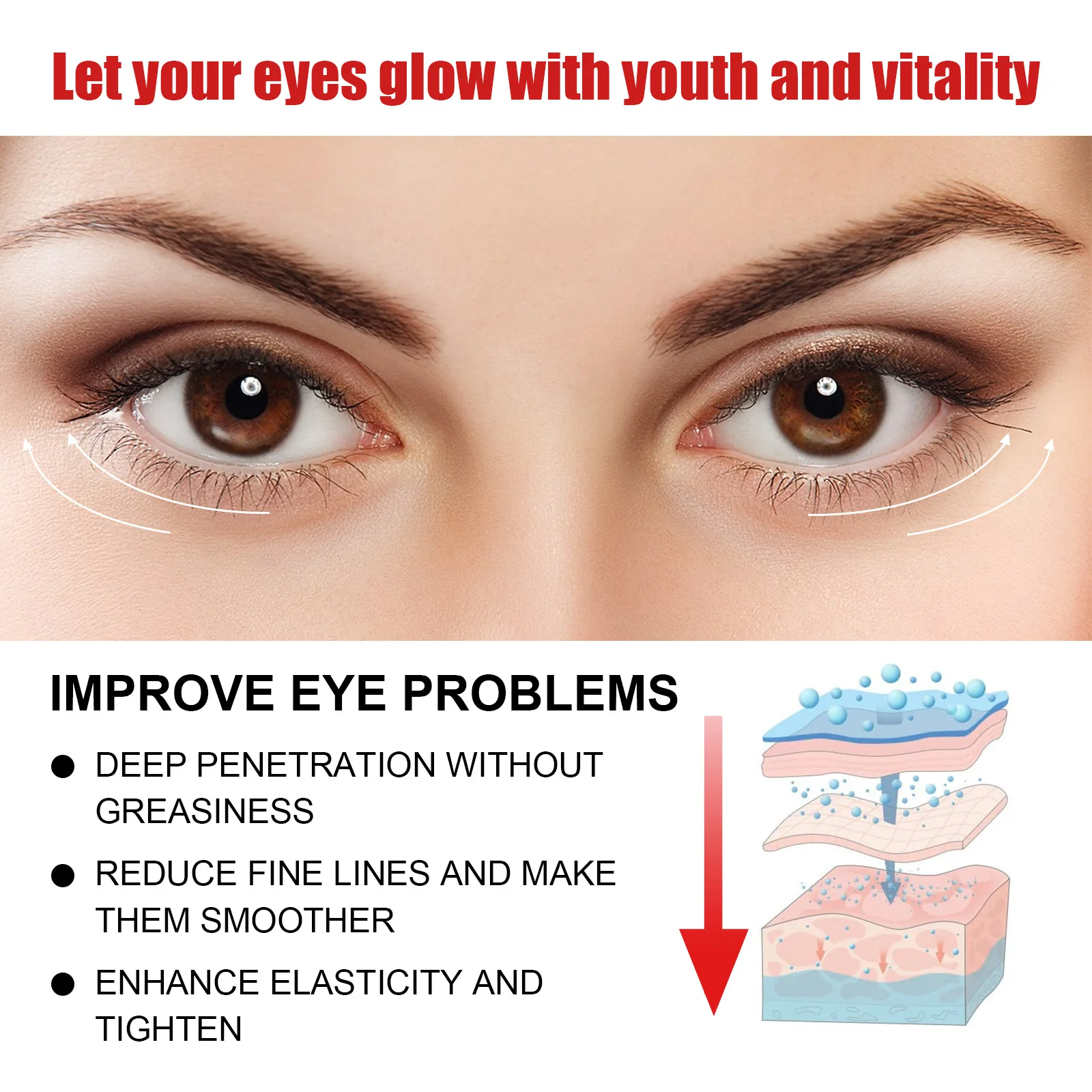 Peptide Lifting Eye Cream Reduce Puffiness Dark Circles Moisturizing Fade Fine Lines Anti-Agi-ng Repairing Wrinkles Eyes Cream