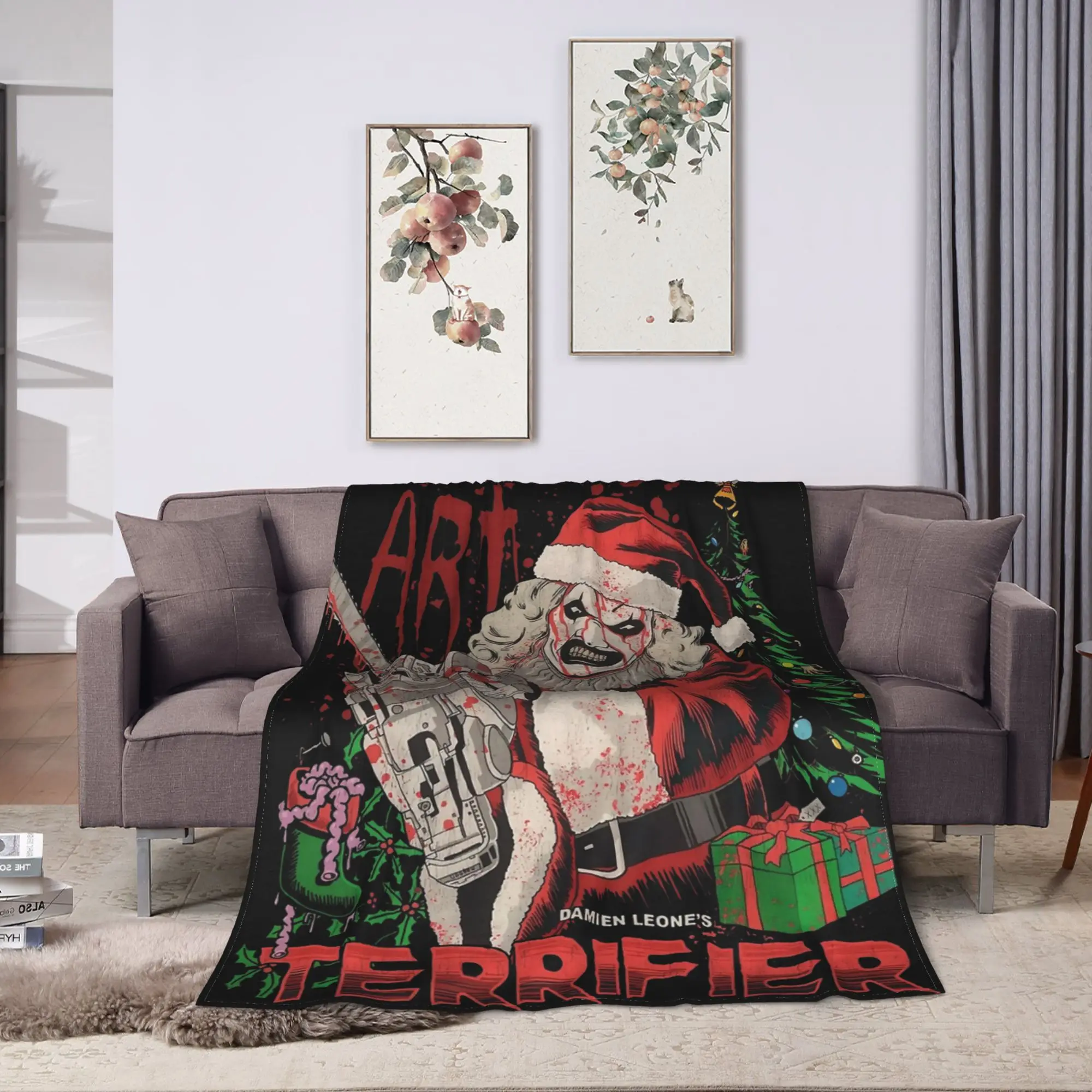 Terrifier  Flannel Blanket Winter Horror Movie Warm Soft Bedding Throws for Child Outdoor Fashion Bedspread Sofa Bed Cover