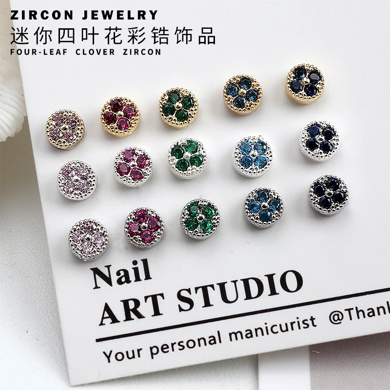 

3PCS Luxury Glitter 4 Colorful Zircon Mini Diamond Inlaid Round Jewel Alloy Nail Art Rhinestones Decorations Manicure Ornaments