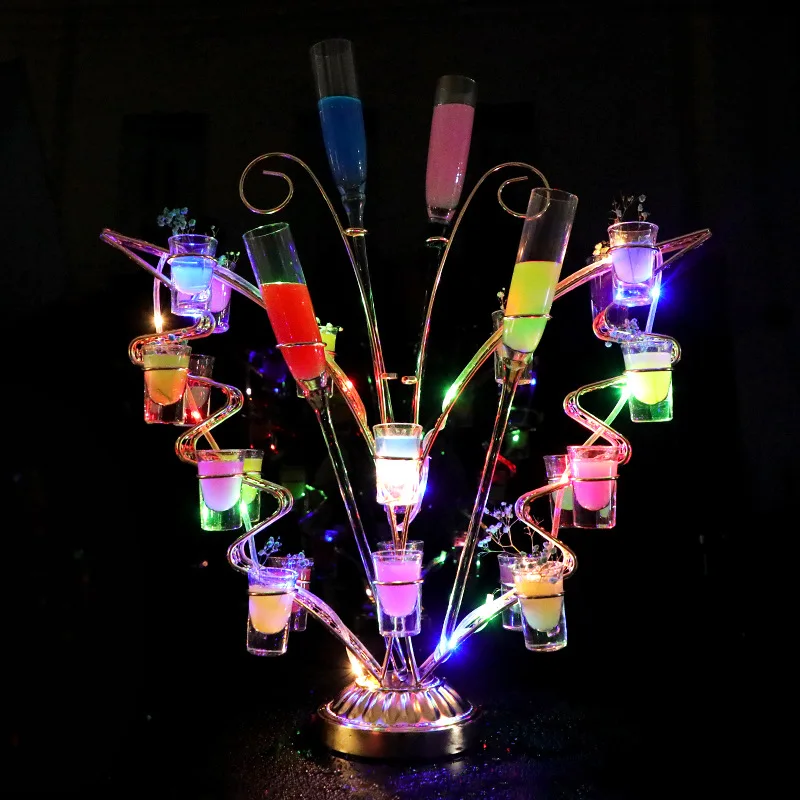 

Luminous butterfly cup rack elastic cup beach cocktail holder creative led color light bar KTV supplies