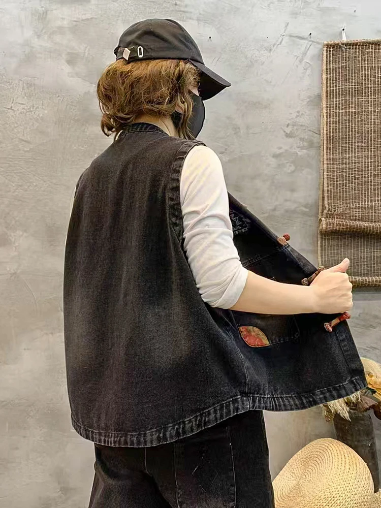 Max LuLu-Gilets en denim pour femmes, gilets classiques décontractés, vêtements vintage, mode chinoise, automne, 2024