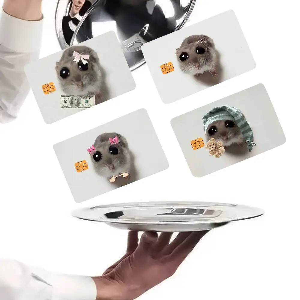 Cartoon Cute Sad Hamster Cover Credit Card Stickers  Anime Image Print Canvas  Manga Decor HD