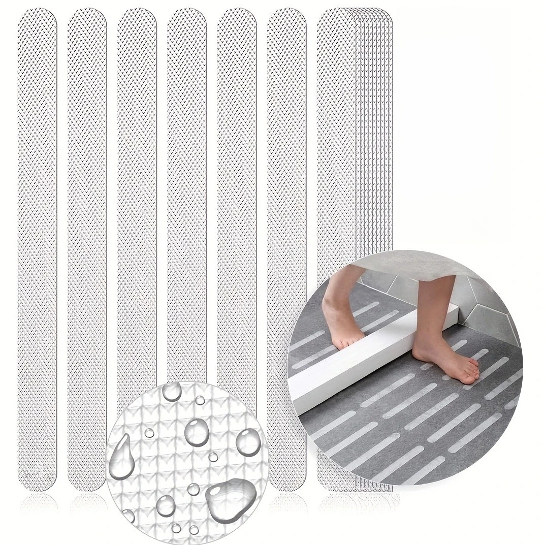 24pcs 2x20/2x38cm Non-Slip Strip Stickers, Anti Slip Grip Stickers Non Slip Strips Pad Bathtub Flooring Tape Mat for Bath Shower