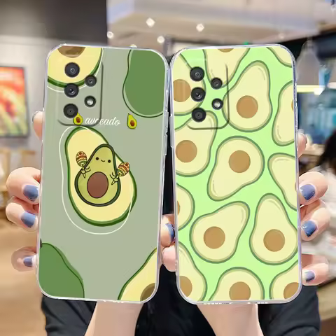 Clear Case For Samsung Galaxy A55 A25 A20S A21S A22 A23 A31 A32 A35 A50 A51 A52 A53 A71 A72 5G Case Funda Cute Cartoon Avocado