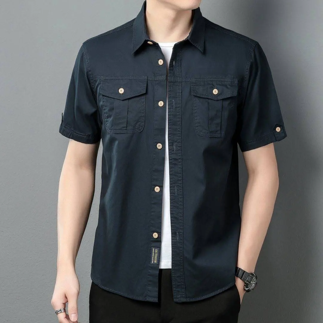 

Men's Summer Thin Short Sleeve Pure Cotton Casual Shirt Outdoor Workwear Top Fashionable City Style Commute Loose Fit
