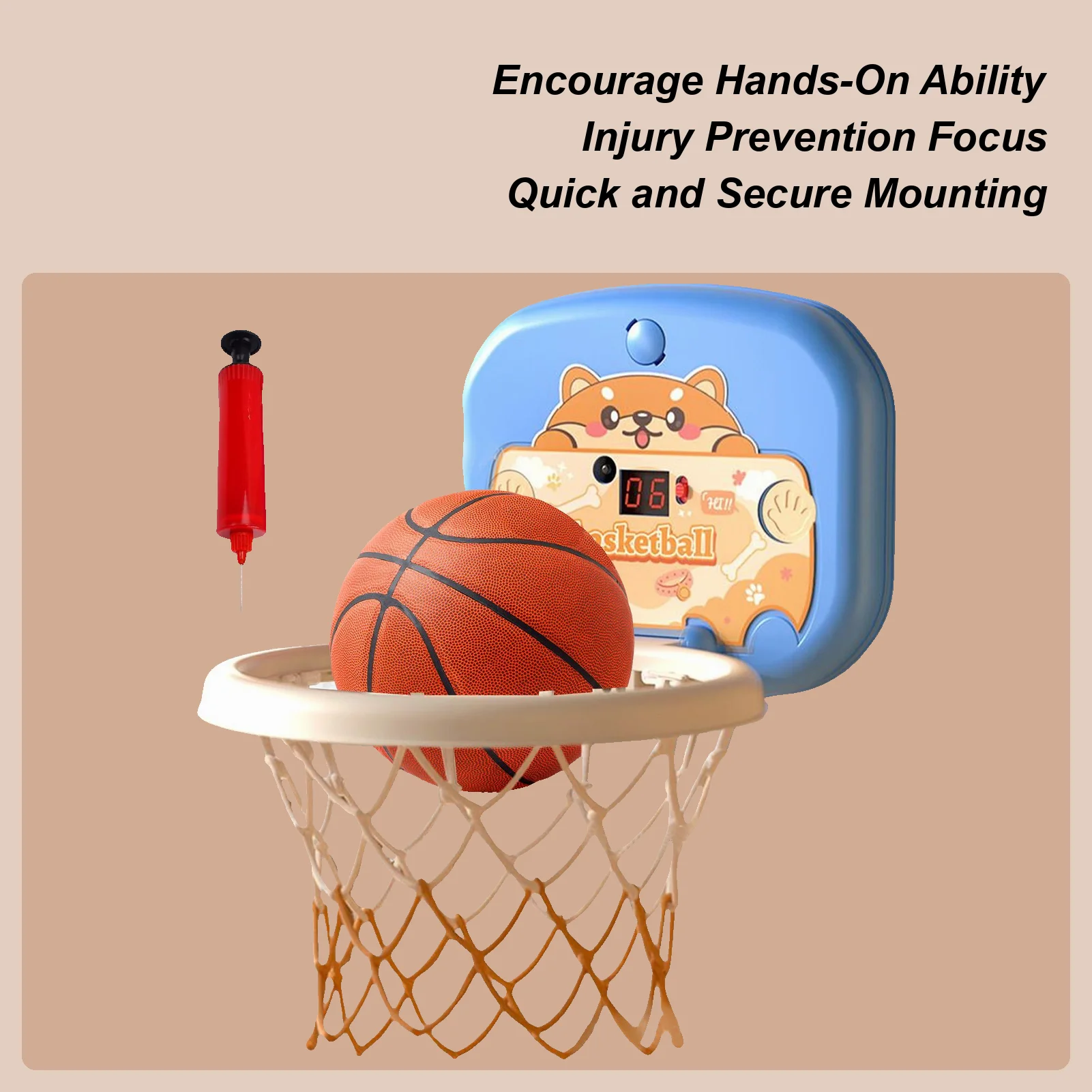 Mini Kosz do Koszykówki Zestaw Koszykówki dla Dzieci Interaktywna Ścienna Zabawka Sportowa z Tablicą Wyników do Domu i Szkoły