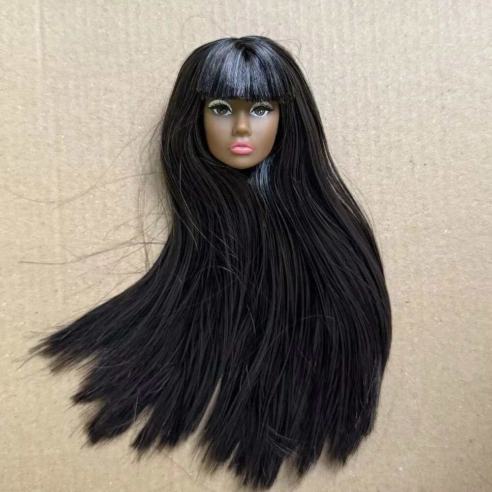 European Face Doll Head Long Hair White Normal Tan Skin Practice Makeup Head Fashion Doll Head for 11.5 Inch BJD Doll Body