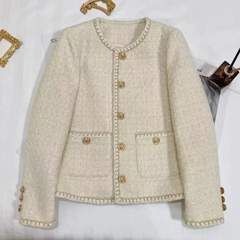 Small Fragrant Style Short coarse tweed Jacket Women's 2026 Autumn Winter New Fashion Temperament Socialite Jackets Casual tops