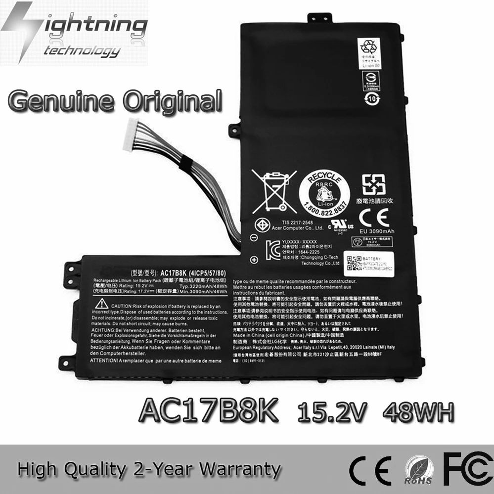 

AC17B8K 15,2 В 48 Втч Аккумулятор для ноутбука Acer Swift 3 SF315-52G SF315-52 4ICP5/57/81 51AK и т. д.