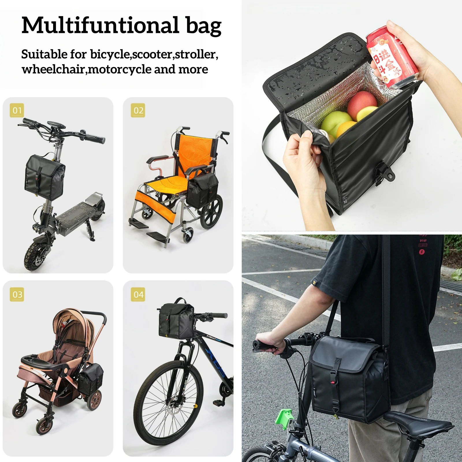 

SUKOU Multi-Functional Magnetic Clip Insulated Bike Bag Waterproof Insulated Bag For Outdoor Cycling Folding Bike Handlebar Bag