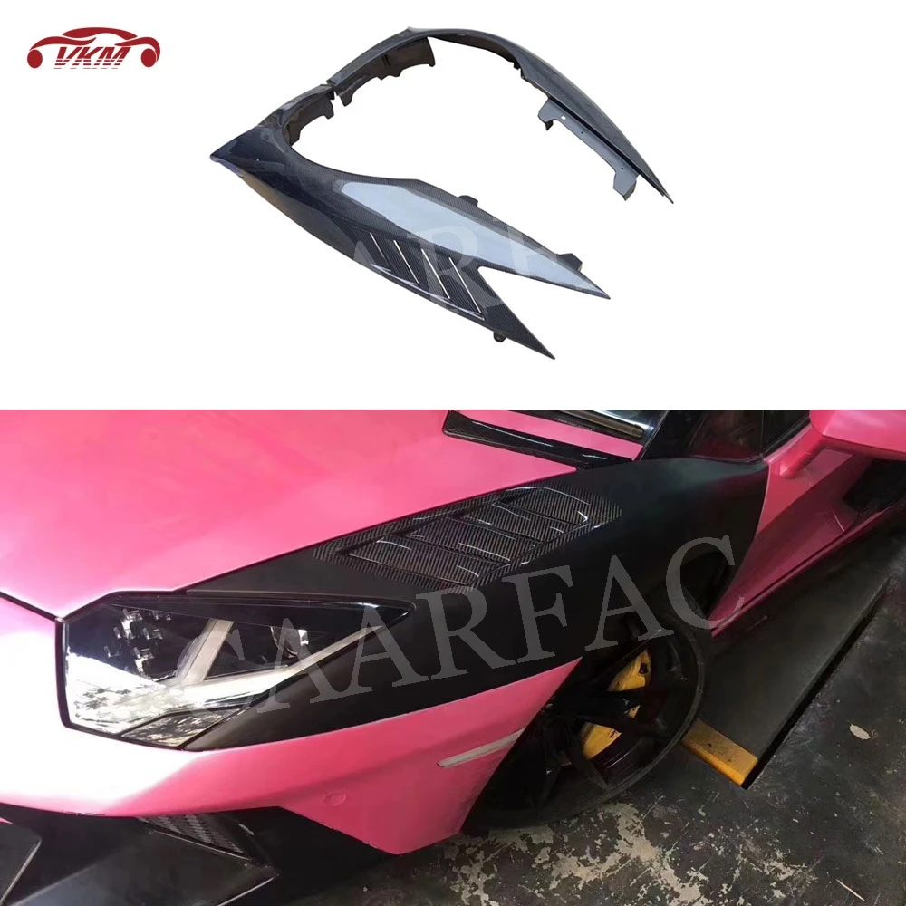 

2 PCS/Set Carbon fiber Front Lamp Cap Side Fender Air Vent Covers case For Lamborghini LP700 LP720 LP750