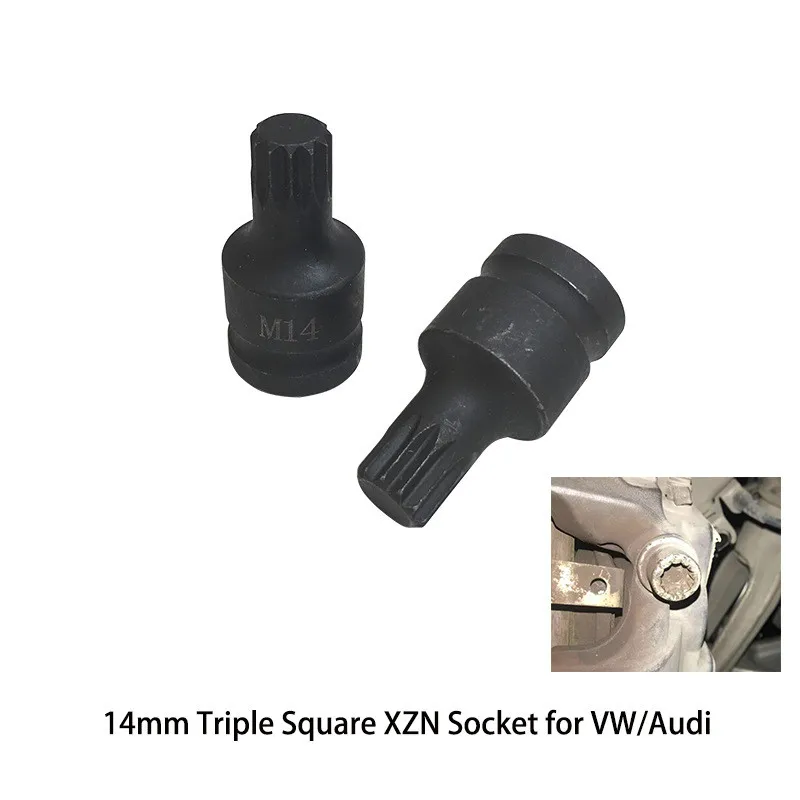 1pcs Car Brake Pad Screw Disassembly Tool M14 Triple Square XZN Socket Remover For Mk5 Mk6 Mk7 VW AudI