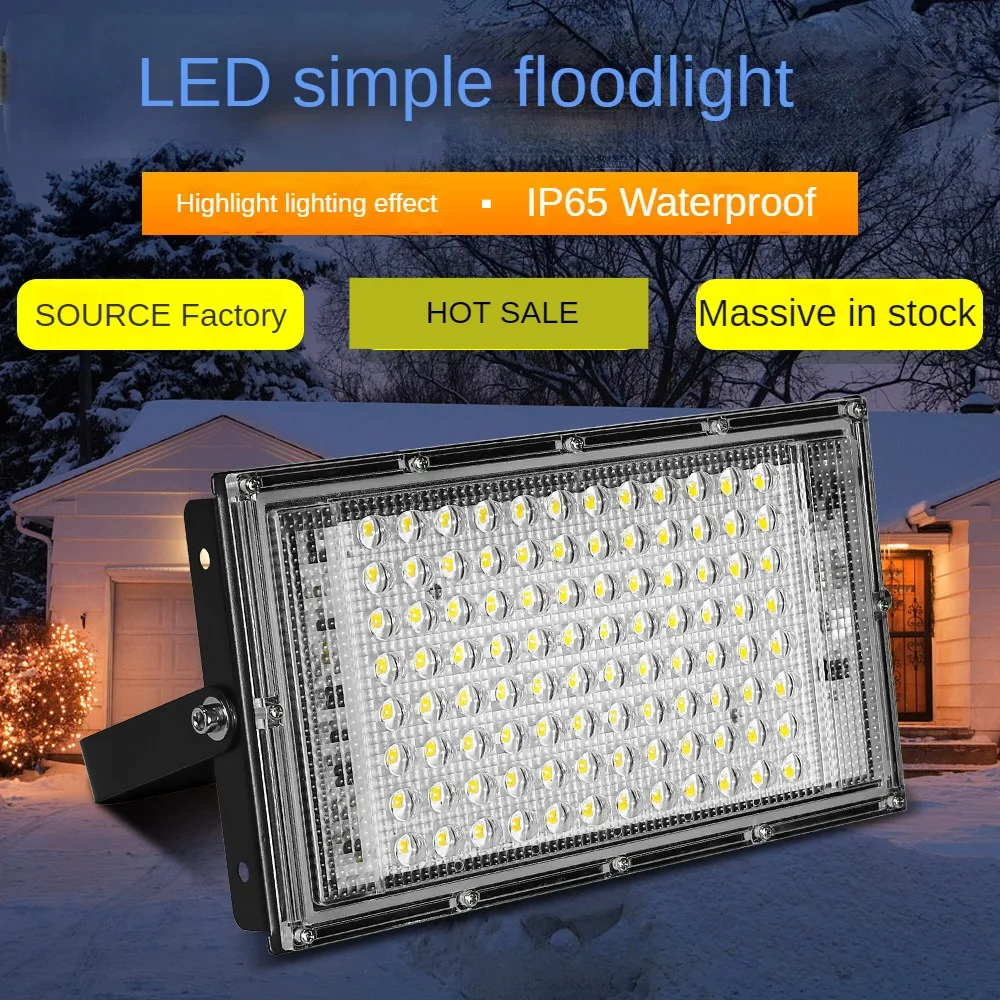 

LED Floodlight 50/100/150W Outdoor Wall 220V Black/White Body Flood Lamp Street IP65 Waterproof Garden Square Spotlightled