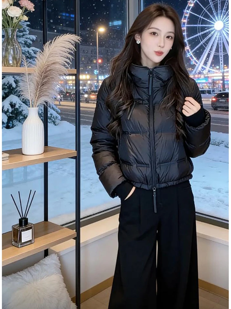 

Commute Style Short Thickened Cotton Jacket Stand Collar Unisex Autumn Winter Fashion Versatile Cotton Coat Outerwear