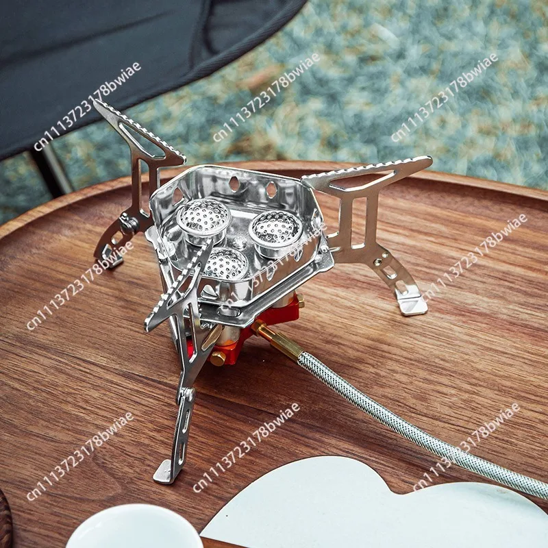 Outdoor portable three-head stove,picnic,mountaineering windproof stove,camping equipment,fire gas stove,self-driving car stove