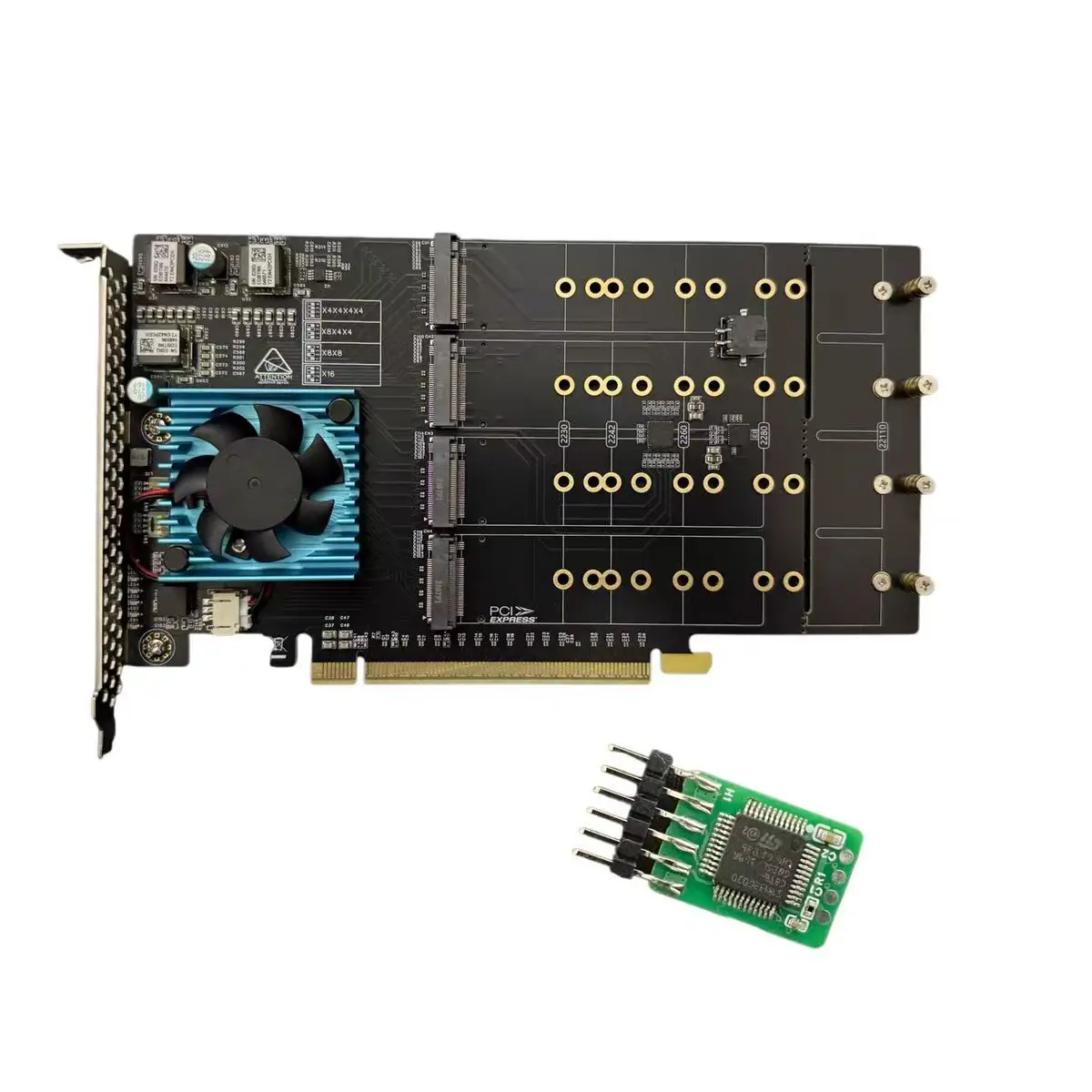 8-Bay NVMe M.2 Expansion Card PLX8749 Free Driver Full Height PCI-E for Storage Upgrade