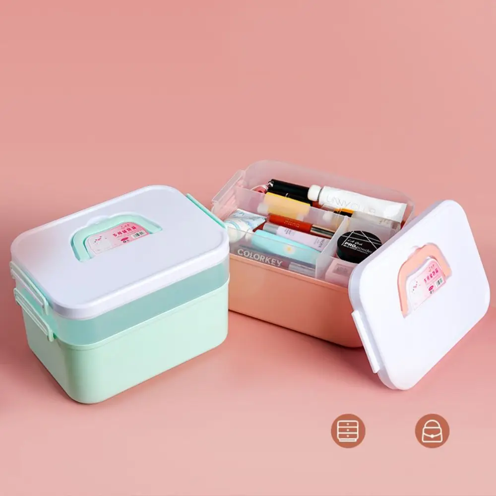 High-Capacity Double-Deck Work-Box Nail Lamp Storage Box Medicine Containing Box Manicure Tool Cabinet Cosmetics Storage Box