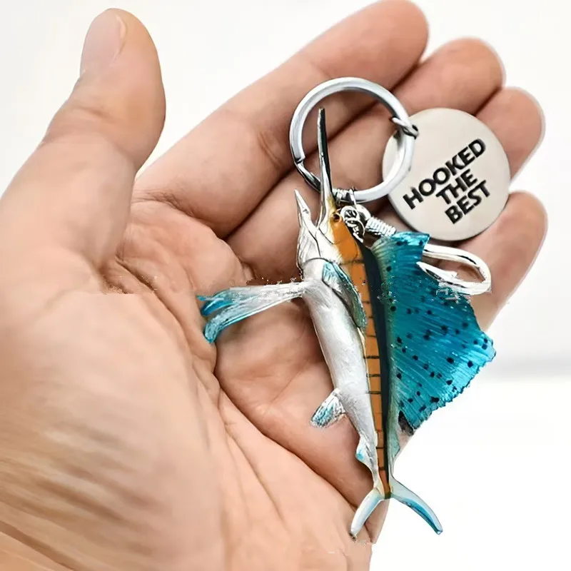 Simulation Fish Keychain, Marine Animal, Chinese Flower Loach, Yaroha Fish, Salmon, Mermaid, Red Dot Salmon Model Toy Pendant